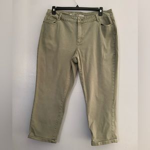 A.N.A. Light Olive Green Mid-Rise Straight Leg Pants